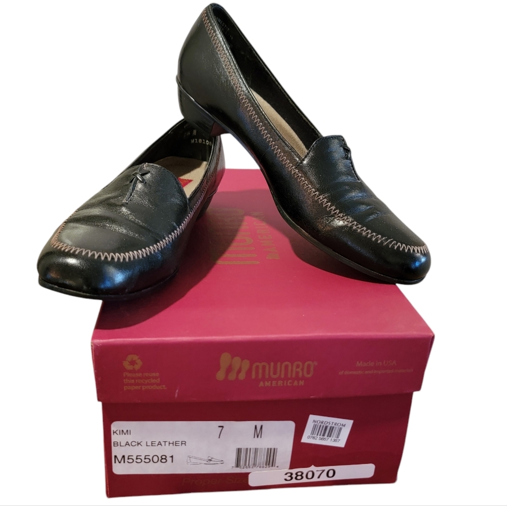 Munro Kimi Black Leather Loafers Women's 7M